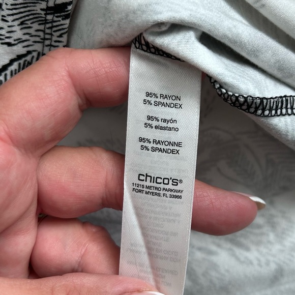 Chico's Black & White Floral Boatneck Long Sleeve Top - Picture 6 of 8